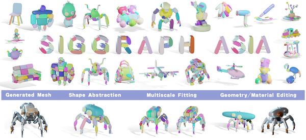  Light-SQ: Structure-aware Shape Abstraction with Superquadrics for Generated Meshes